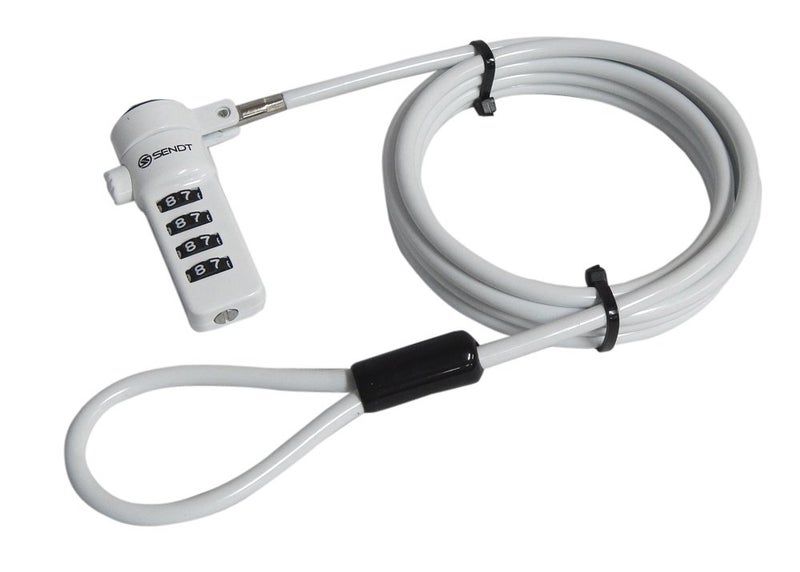 Sendt White Notebook/Laptop Combination Lock Security Cable - Image 1